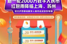 京东联合交行将在上海、苏州发放2000万数字人民币礼包